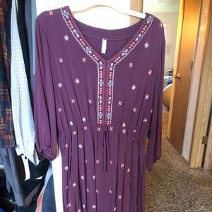 Purple floral dress with embroidered top